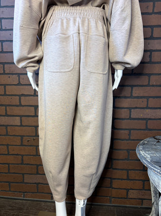 Rae Mode Heather Taupe Modal Poly Barrel Pants