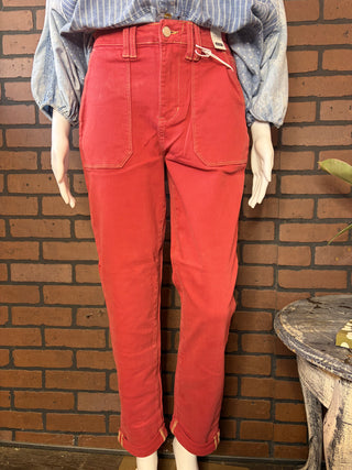 Judy Blue Haute Red High Waist Aurora Weekender