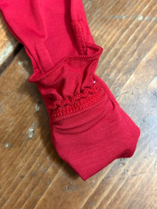 KicKee Crimson Layette Ruffle Footie with 2 Way Zipper