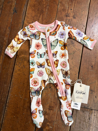 KicKee Pants Botanical Butterflies Footie with 2-Way Zipper