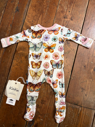 KicKee Pants Botanical Butterflies Footie with 2-Way Zipper