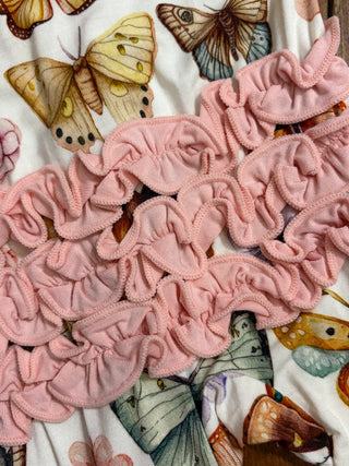 KicKee Pants Botanical Butterflies Layette Ruffle Footie with 2-Way Zipper
