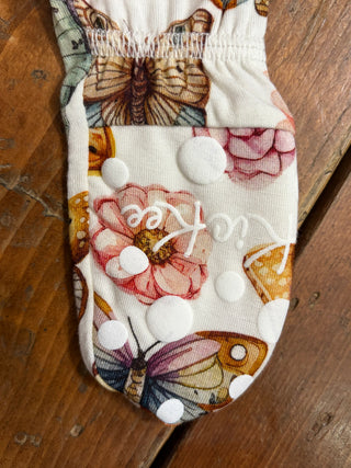 KicKee Pants Botanical Butterflies Layette Ruffle Footie with 2-Way Zipper