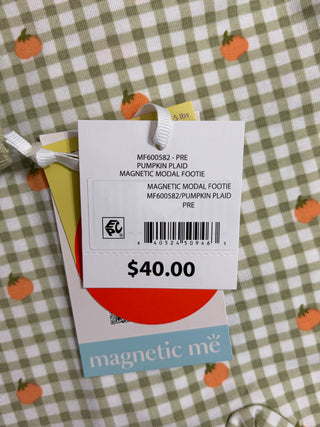 Magnetic Me Pumpkin Plaid Modal Footie