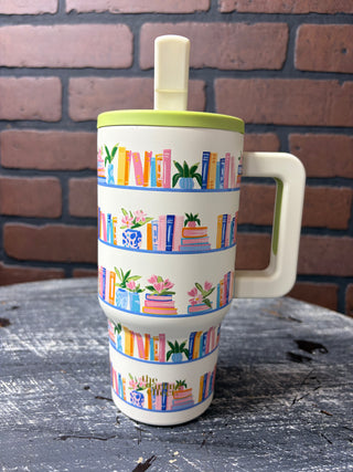 The Darling Effect 20 oz Lifestyle Flip Straw Tumbler-Book Shelfie