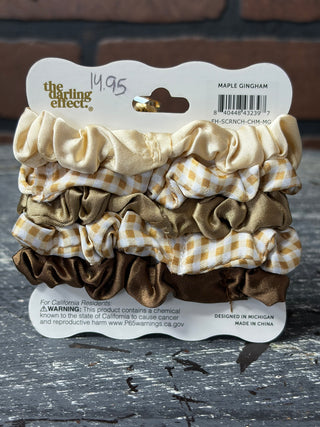 Scrunchie Charm Set - Maple Gingham