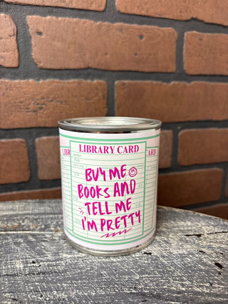 Clark & June Buy Me Books Pint Can Candle