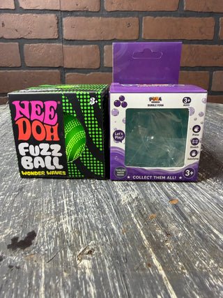 Needoh Wonder Wave Fuzz Ball and Puka Bubble Squish Bundle