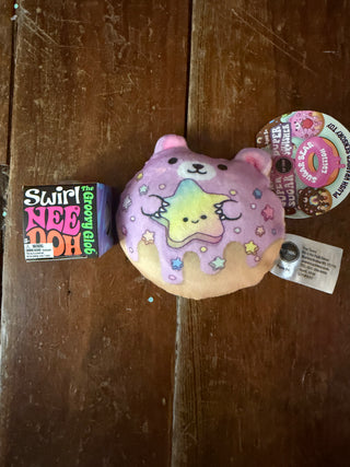 NeeDoh Teenie Single and Top Trenz Plush Sugar Donut Bear Combo