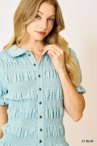 Sea Glass Smocked Top