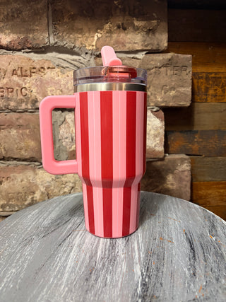 Darling Effect 20 oz LifeStyle Flip Straw Tumbler - Peppermint Stripes