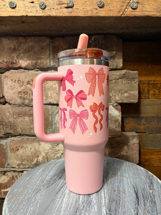 Darling Effect 40oz Lifestyle Flip Tumbler Straw Blushing Bows