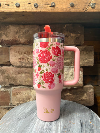 Darling Effect 40 oz Lifestyle Flip Straw Tumbler - Rose Garden