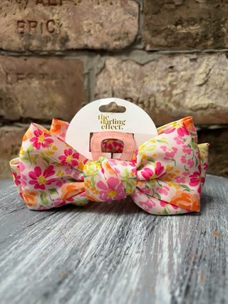 The Darling Effect Satin Bow Claw Clip Secret Garden Pink
