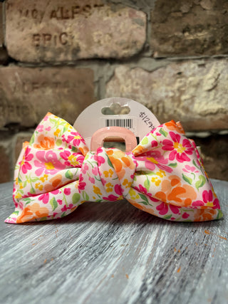 The Darling Effect Satin Bow Claw Clip Secret Garden Pink