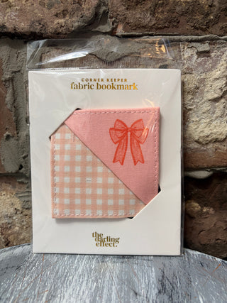 The Darling Effect Fabric Bookmark - Peach Bow
