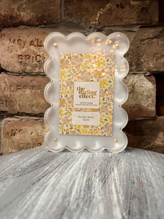 The Darling Effect White Rectangle Scalloped Acrylic Picture Frame