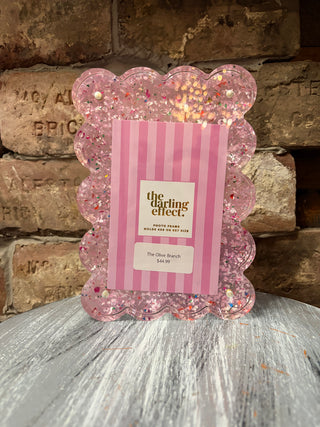 The Darling Effect Confetti Pink Rectangle Scalloped Acrylic Picture Frame