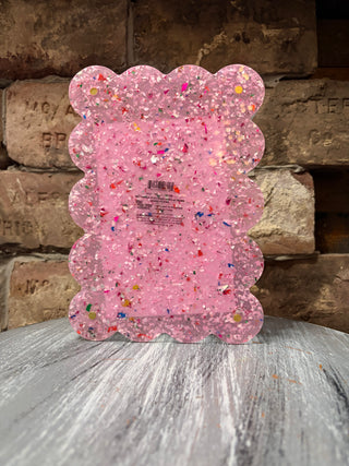 The Darling Effect Confetti Pink Rectangle Scalloped Acrylic Picture Frame