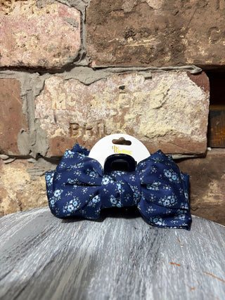 The Darling Effect Satin Bow Claw Clip Endless Daydream Navy