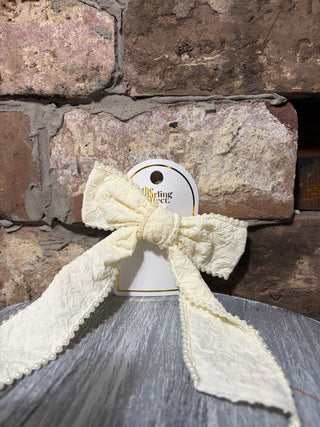 Darling Effect Hair Bow Pearl  - Cream