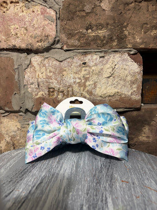 The Darling Effect Satin Bow Claw Clip Secret Garden Blue