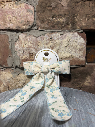 The Darling Effect Floral Flair Hair Bow Blue