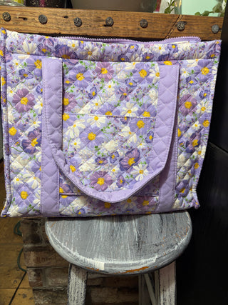 The Darling Effect The Everyday Quilted Tote Bag Bouquet Beauty Purple