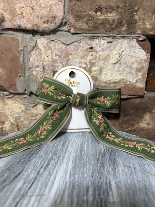 The Darling Effect Cottage Crush Hair Bow - Olive Green