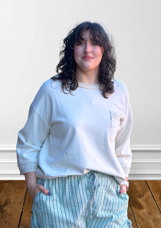 Blue Velvet Mint Stripe Cargo Drawstring Pants - Regular Sizes