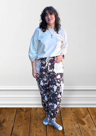 POL Clothing Black Patchwork Petal Joggers - Regular Sizes