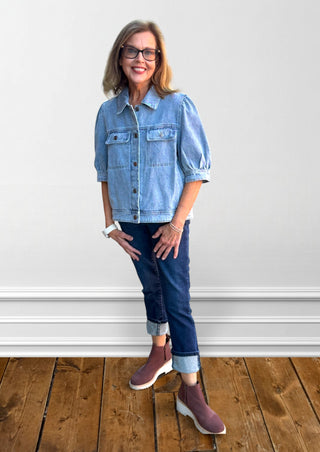 ee:some Short Puff Sleeve Denim Jacket - Regular Sizes