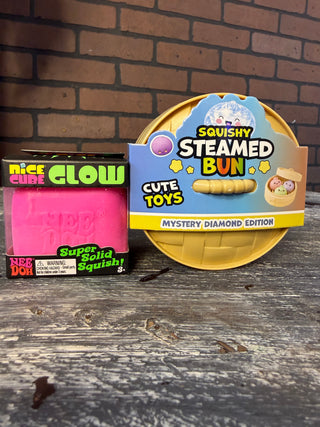 NeeDoh Glow Nice Cube & Puka Squishy Steam Bun Combo