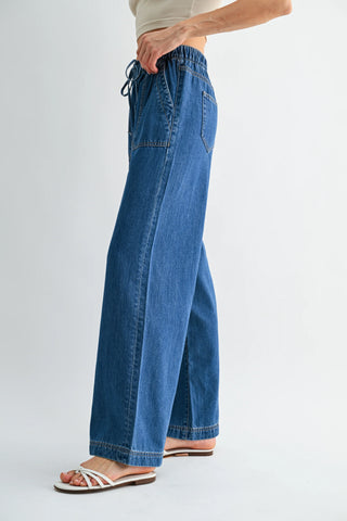 Mica Matisse Indigo High Rise Wide Leg Jogger