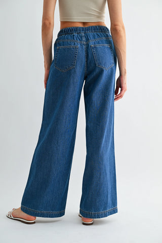 Mica Matisse Indigo High Rise Wide Leg Jogger