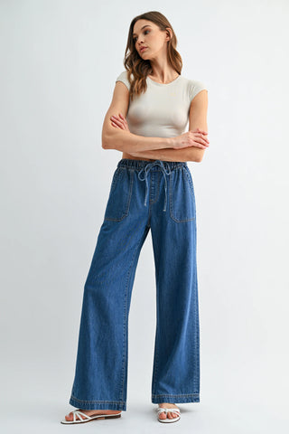 Mica Matisse Indigo High Rise Wide Leg Jogger