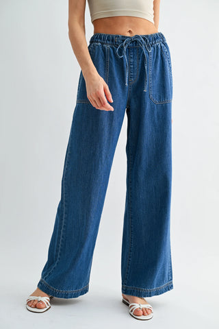 Mica Matisse Indigo High Rise Wide Leg Jogger