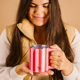 Darling Effect 14 oz Insulated Mug - Peppermint Stripes