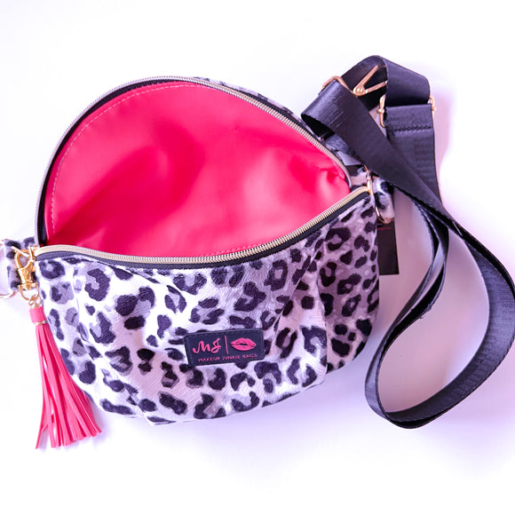 Makeup Junkie Velvet Snow Leopard Sidekick Bag