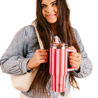 Darling Effect 40 oz Lifestyle Flip Straw Tumbler - Peppermint Stripes