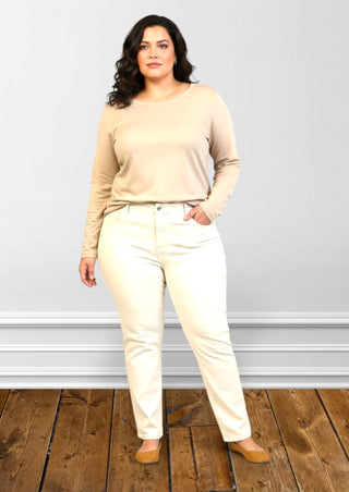 Judy Blue White High Waist Rigid Magic Panel Barrel - Plus Sizes