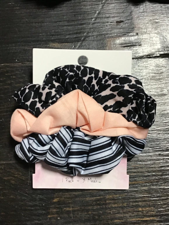 Banded Scrunchies Leopard Noir Knit