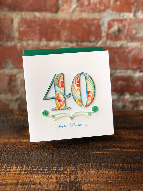 40th Birthday Quilling Card, Quilling Card - The Olive Branch