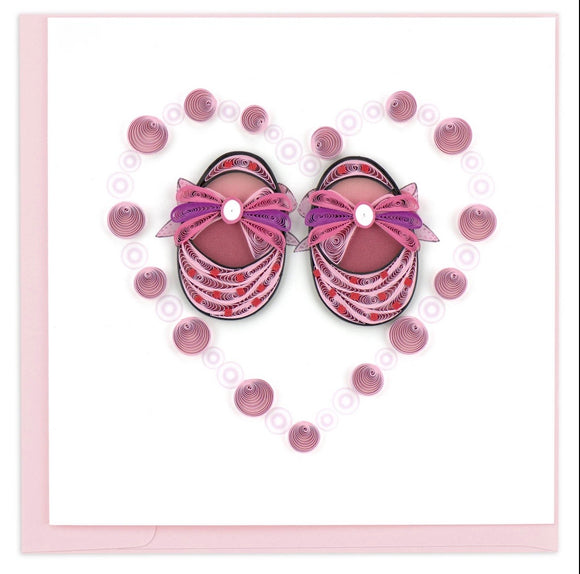 Pink Baby Booties Quilling Card