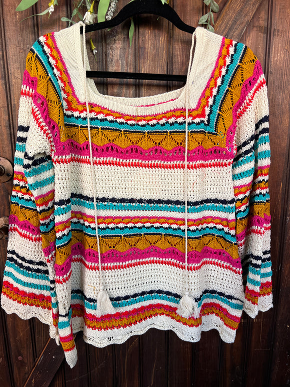Umgee Multicolor Crochet Pull Over