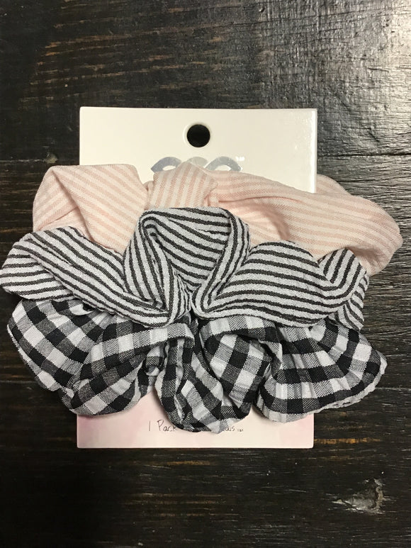 Banded Scrunchies Chic Gingham Woven