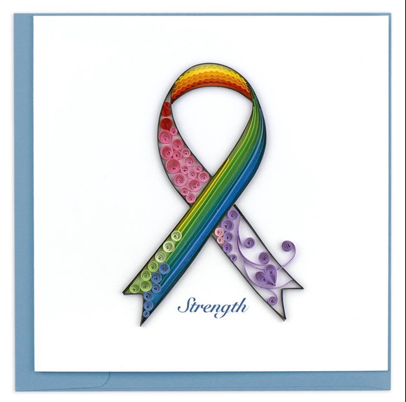 Rainbow Cancer Ribbon Quilling Card
